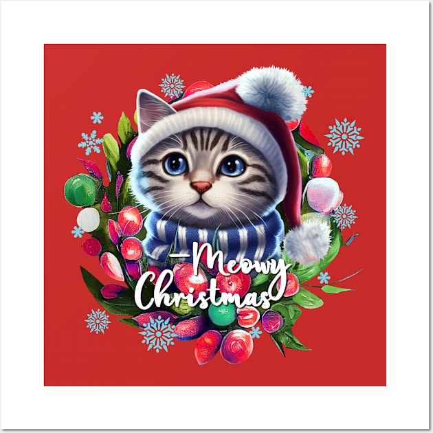 Meowy Christmas Wall Art by Etopix